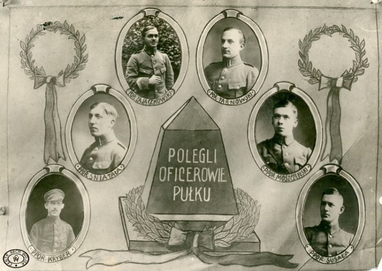 Reprodukcja tableau poległych oficerów 55 Poznańskiego Pułku Piechoty, 1920 r.