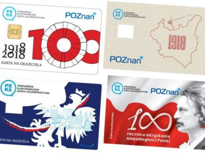 Limitowana kolekcja kart PEKA z okazji 100-lecia odzyskania niepodległości. Źródło: Urząd Miasta Poznania