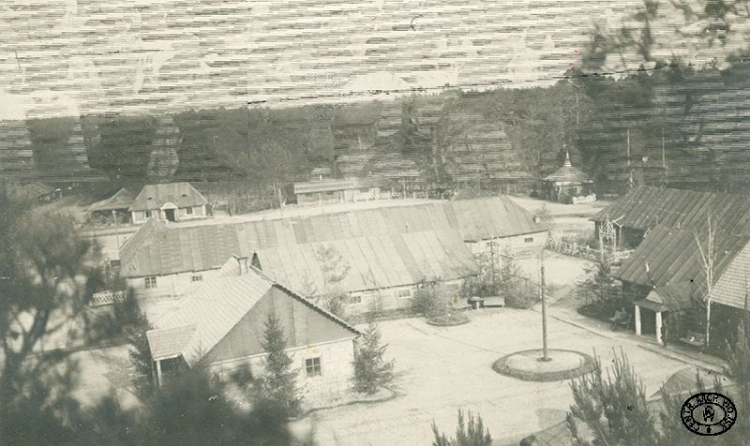 Osiedle legionistów – ogólny widok na plac główny i budynki. Legionowo, Wołyń. Wiosna 1916 r. Źródło: CAW