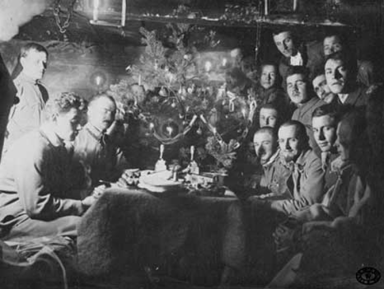 Wieczór wigilijny w 1 Pułku Piechoty Legionów Polskich. Karasin, Wołyń. 24.12.1915 r.
