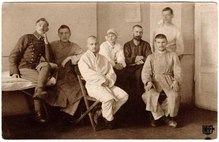 Pacjenci szpitala wojskowego w Warszawie, 15 II 1918.
