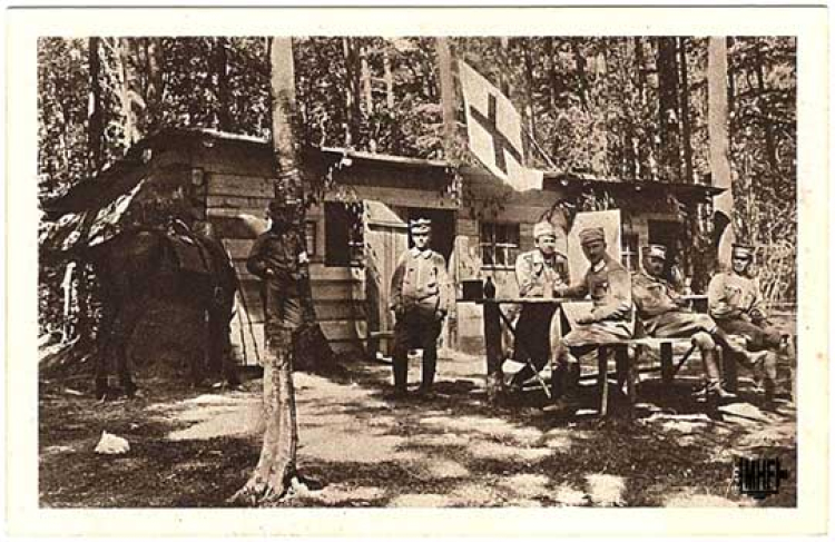 &#39;Oddział sanitarny&#39;, II Brygada w Basarabii, kartka pocztowa na podstawie fotografii, Kraków; 1915