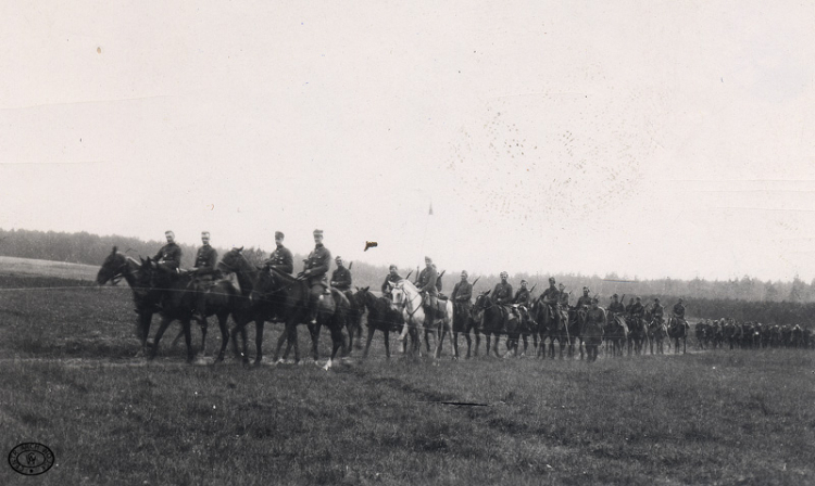 Szwadron wywiadowców 1 Pułku Piechoty Legionów pod Grajewem, 08.1920 r.