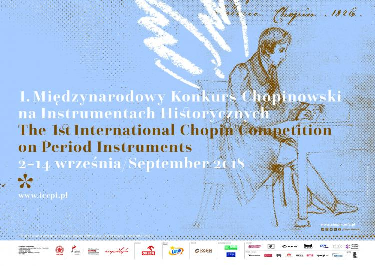 Plakat I Konkursu Chopinowskiego na Instrumentach Historycznych. Źródło: Narodowy Instytut Fryderyka Chopina
