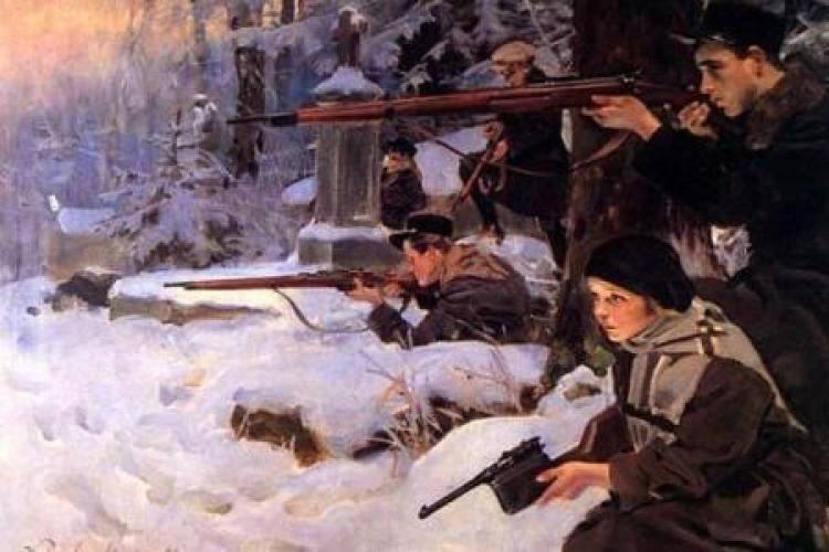 "Orlęta - obrona cmentarza" - obraz Wojciecha Kossaka, 1926. Fot. Wikimedia Commons