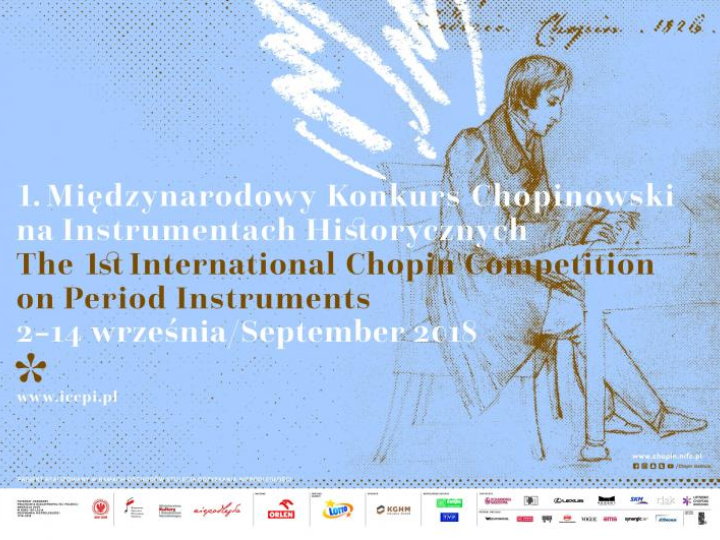 Plakat I Konkursu Chopinowskiego na Instrumentach Historycznych. Źródło: Narodowy Instytut Fryderyka Chopina