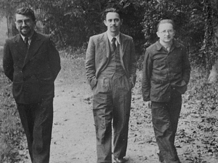 Od lewej: Henryk Zygalski, Jerzy Różycki i Marian Rejewski. Poznań, lata 30. XX w. Fot. PAP/Reprodukcja