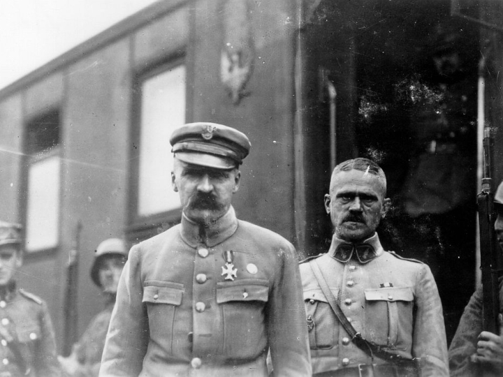 Białoruś, 20 kwietnia 1920. Józef Piłsudski z gen. Władysławem Jungiem, dowódcą 15. Dywizji Piechoty. Źródło: NAC